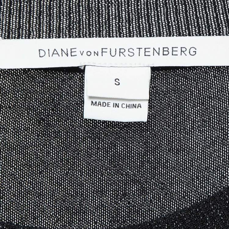 Pre Owned Diane Von Furstenberg Black Lace & Jersey Mini Dress S