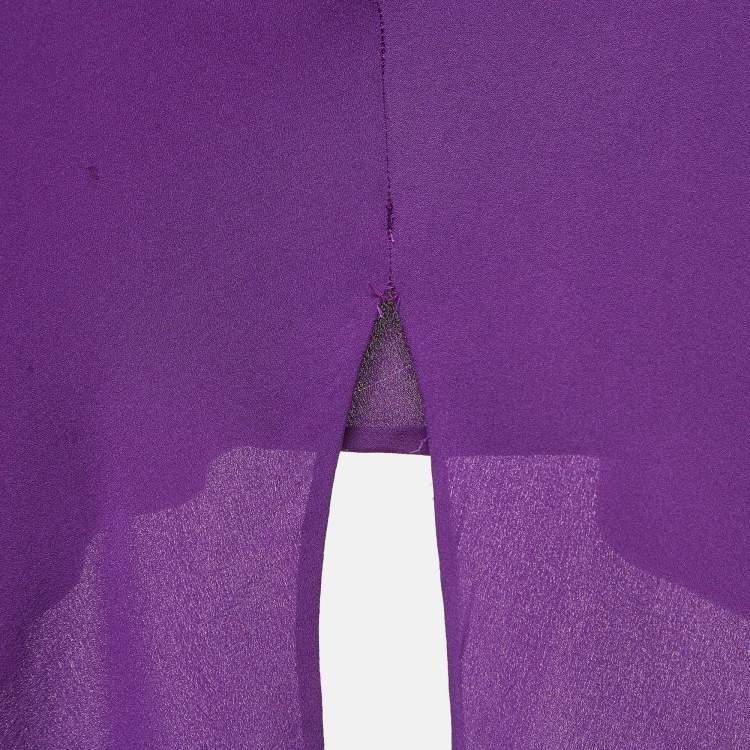 Pre Owned Diane Von Furstenberg Purple Midi Skirt M