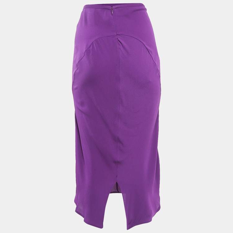 Pre Owned Diane Von Furstenberg Purple Midi Skirt M