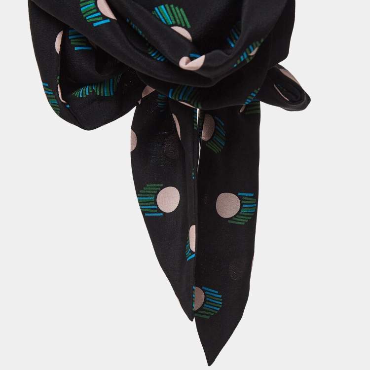 Pre Owned Diane Von Furstenberg Black Printed Tie-Up Crop Top S