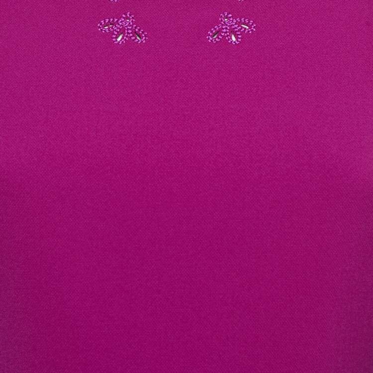 Pre Owned Diane Von Furstenberg Pink Knit Scallop Caralyn Dress S