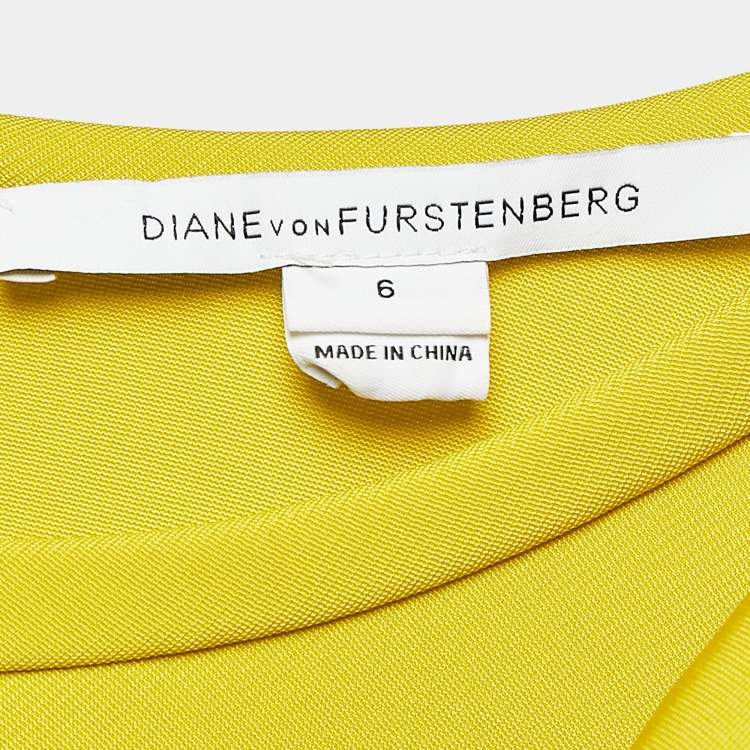 مملوكة مسبقًا Diane Von Furstenberg Acid Yellow Jersey Oka Sheath Dress M