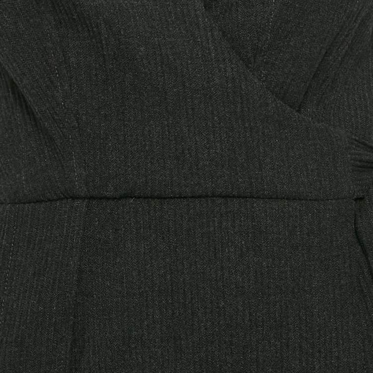Pre Owned Diane Von Furstenberg Dark Grey Worsted Wool Griffith Wrap Dress M