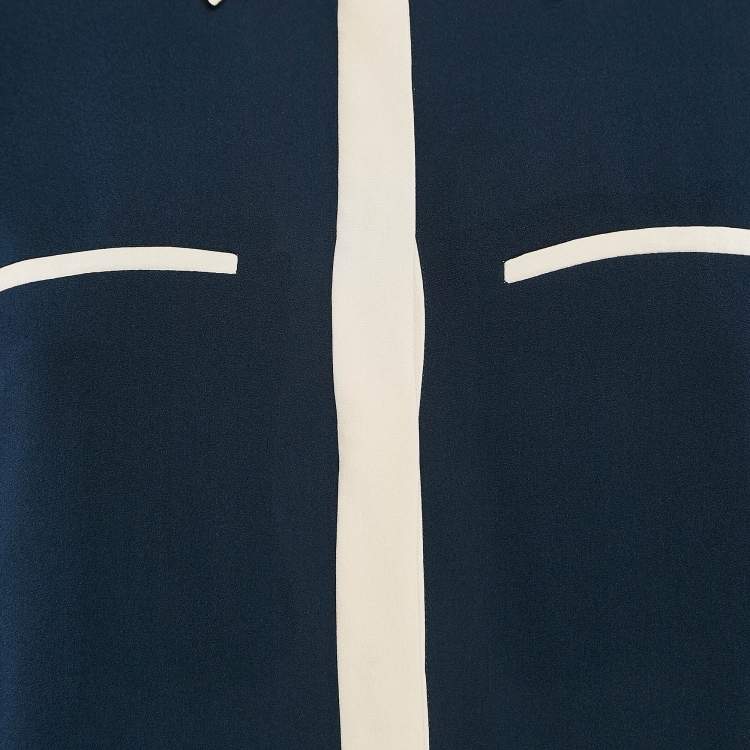 Pre Owned Diane Von Furstenberg Navy Blue Silk Trudy Shirt M