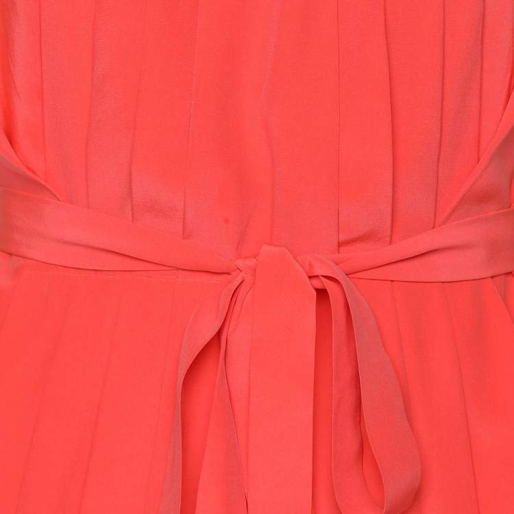 Pre Owned Diane Von Furstenberg Neon Orange Silk Belgin Sleeveless Top S