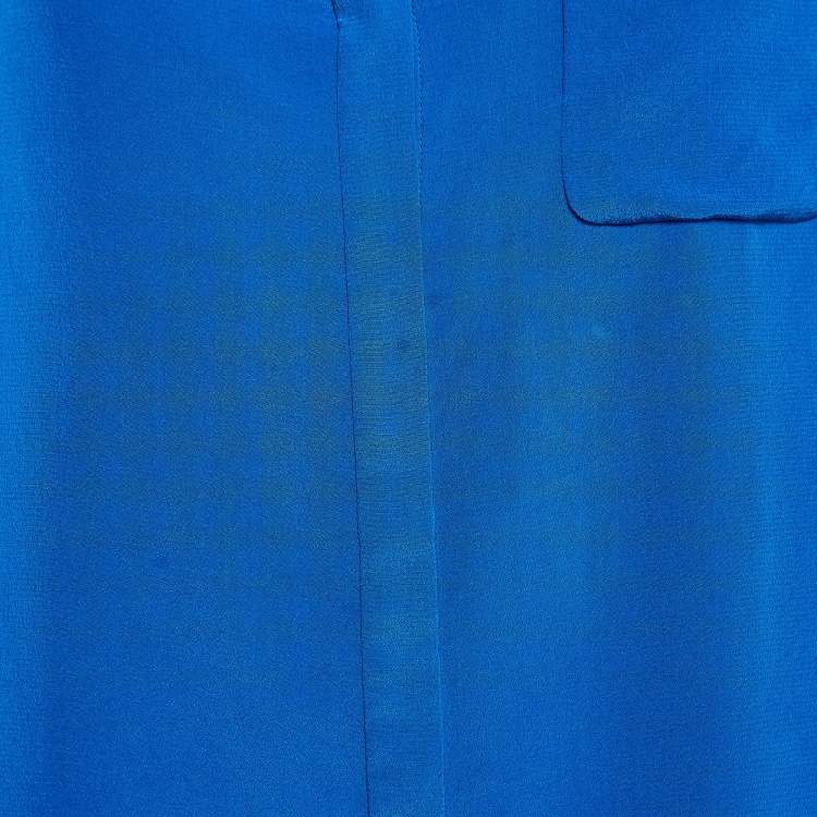 Pre Owned Diane Von Furstenberg Blue Silk Lorelei Shirt M