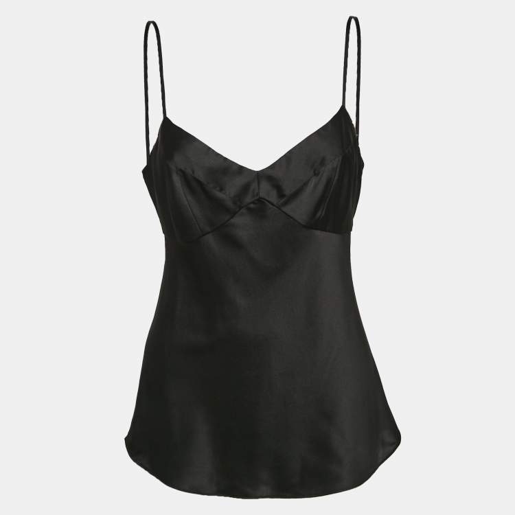 مملوكة مسبقًا Diane Von Furstenberg Black Satin Silk Tenner Camisole M