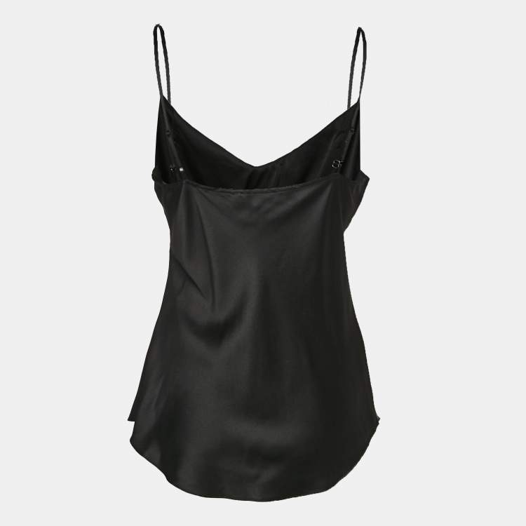 مملوكة مسبقًا Diane Von Furstenberg Black Satin Silk Tenner Camisole M
