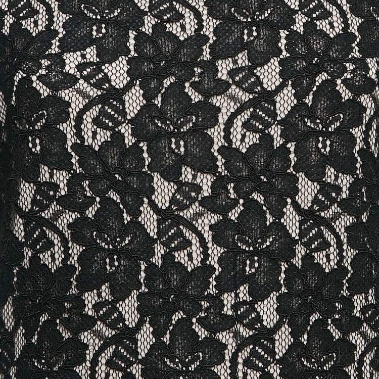 Pre Owned Diane Von Furstenberg  Black Lace Colleen Long Sheath Dress L