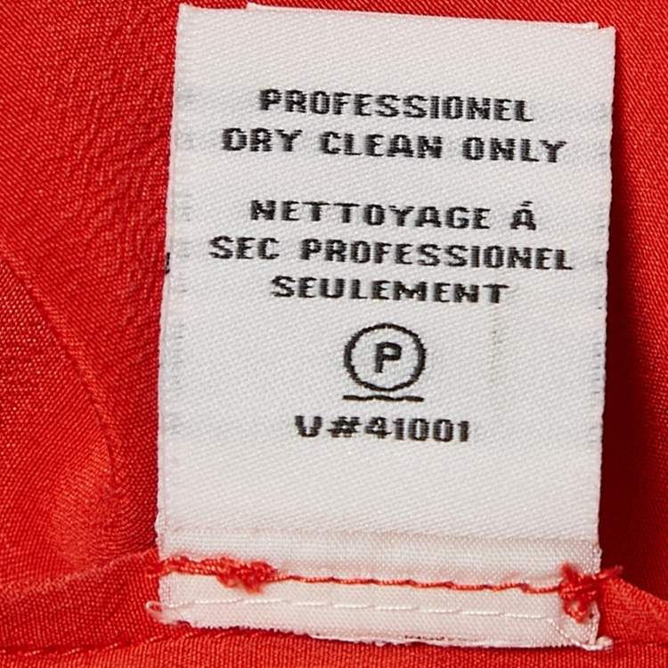 Pre Owned Diane Von Furstenberg Red Silk Half Placket Blouse M