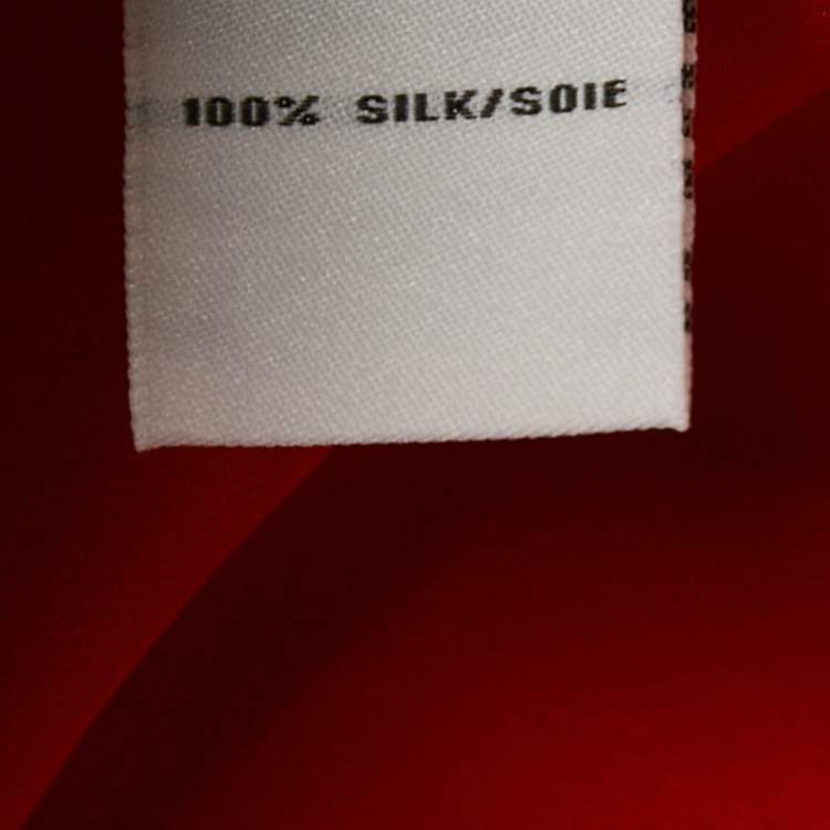 Pre Owned Diane Von Furstenberg Red Silk Half Placket Blouse M