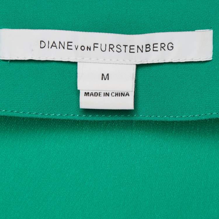 Pre Owned Diane Von Furstenberg Green Crepe Kora Tunic Shift Dress M