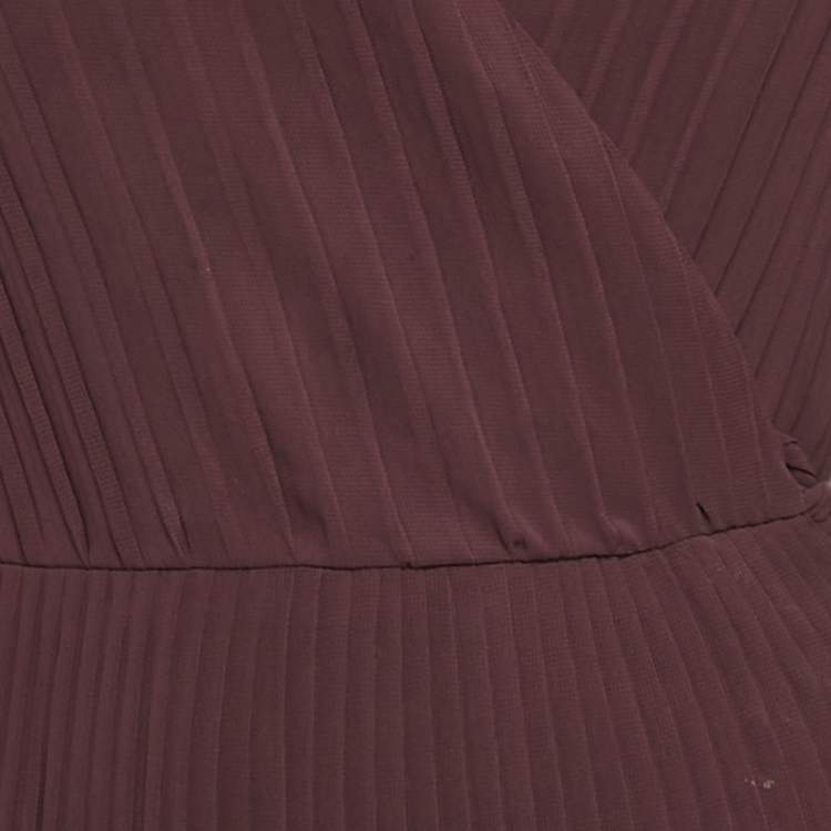 Pre Owned Diane Von Furstenberg Purple Chiffon Plisse Maxi Wrap Dress M