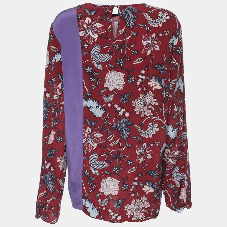 Pre Owned Diane Von Furstenberg Multicolor Silk Blouse XL