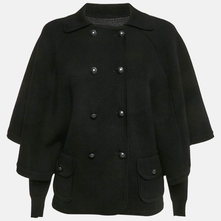 Pre Owned Diane Von Furstenberg Black Wool Abbe Cardigan Cape S