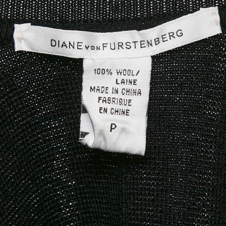 Pre Owned Diane Von Furstenberg Black Wool Abbe Cardigan Cape S