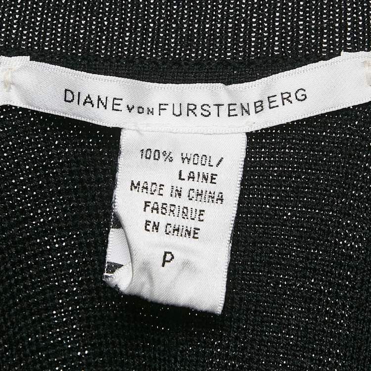 Pre Owned Diane Von Furstenberg Black Wool Abbe Cardigan Cape S