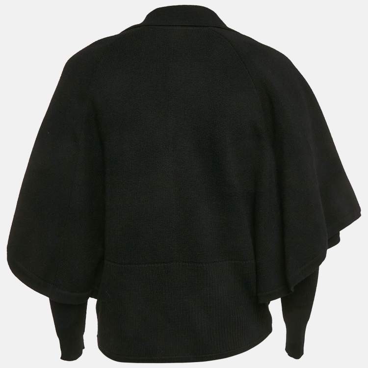 Pre Owned Diane Von Furstenberg Black Wool Abbe Cardigan Cape S
