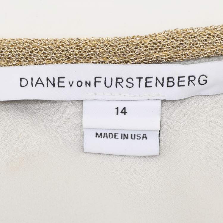 Pre Owned Diane Von Furstenberg Metallic Gold Knit Sleeveless Maxi Wrap Dress M