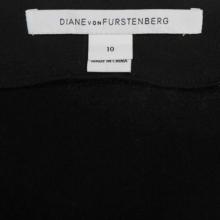 مملوكة مسبقًا Diane Von Furstenberg Black Jersey New Julian Two Mini Wrap Dress L