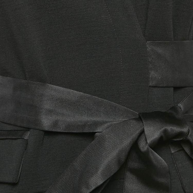 مملوكة مسبقًا Diane Von Furstenberg Black Wool Mandilynn Wrap Dress S