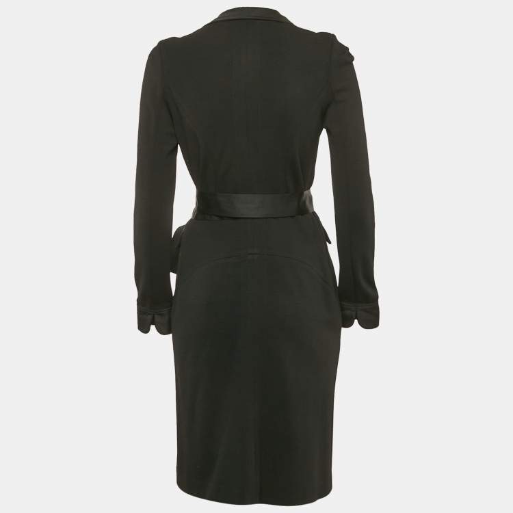 مملوكة مسبقًا Diane Von Furstenberg Black Wool Mandilynn Wrap Dress S