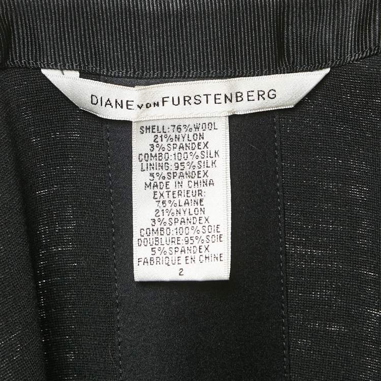 مملوكة مسبقًا Diane Von Furstenberg Black Wool Mandilynn Wrap Dress S
