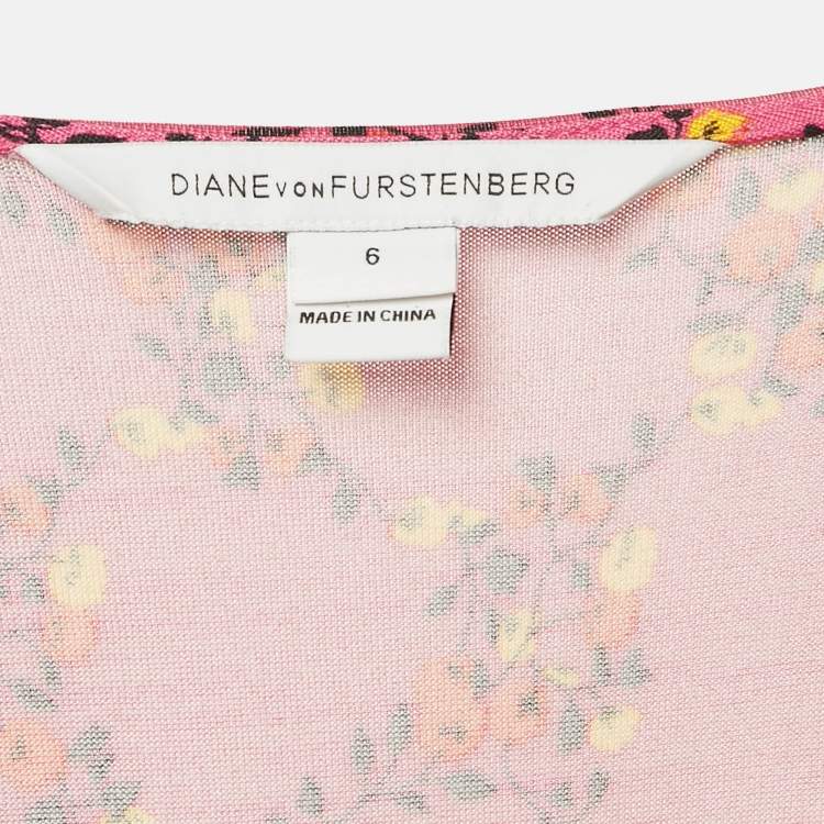 Pre Owned Diane Von Furstenberg Pink Maeve Print Silk Jersey Wrap Playsuit M