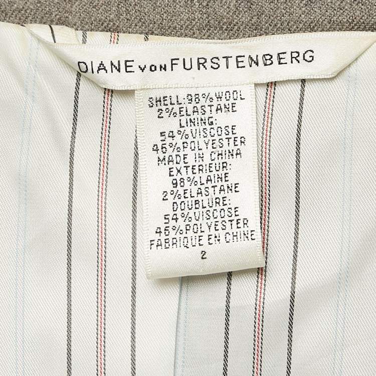 Pre Owned Diane von Furstenberg Grey Wool Pants Suit S