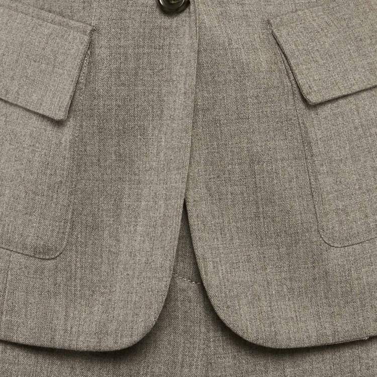 Pre Owned Diane von Furstenberg Grey Wool Pants Suit S