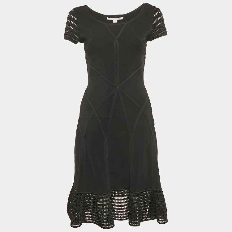 Pre Owned Diane Von Furstenberg Black Jersey Mini Dress S