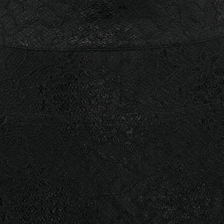 Pre Owned Diane Von Furstenberg Black Stretch Lace Pencil Skirt XS