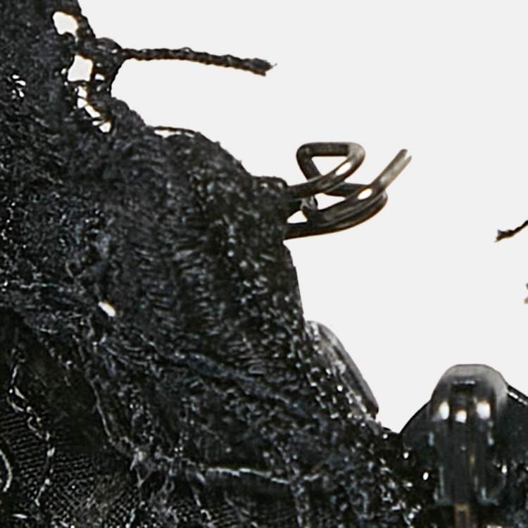 Pre Owned Diane Von Furstenberg Black Satin Lace Trimmed Olivette Mini Dress XS
