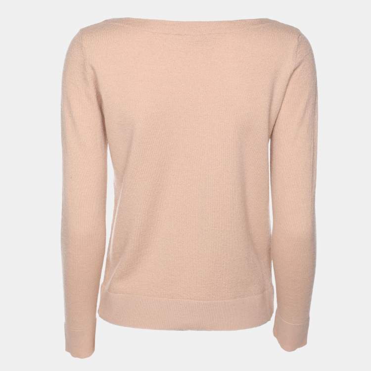 Pre Owned Diane Von Furstenberg Beige Knit Wool Phima Locket Sweater M
