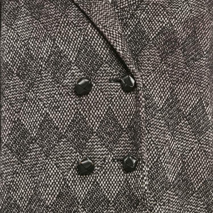 Pre Owned Diane Von Furstenberg Grey Patterned Wool Blend Bubby Patch Coat M