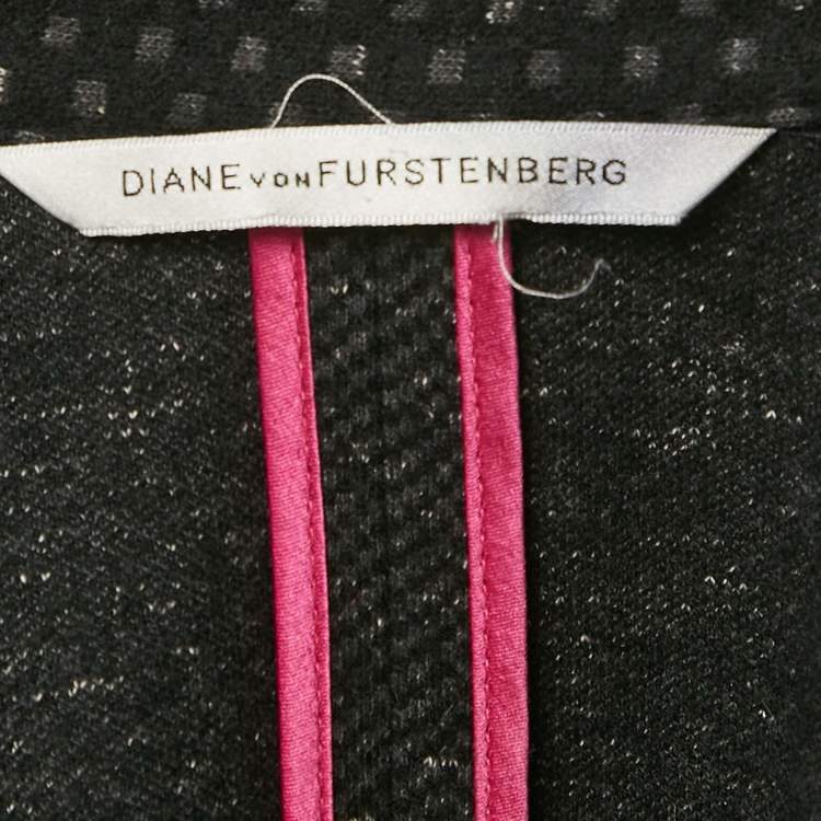 Pre Owned Diane Von Furstenberg Black Patterned Cotton Blend Samal Jacket S