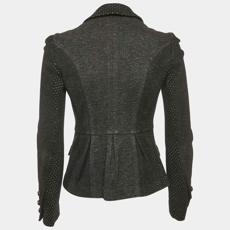 Pre Owned Diane Von Furstenberg Black Patterned Cotton Blend Samal Jacket S