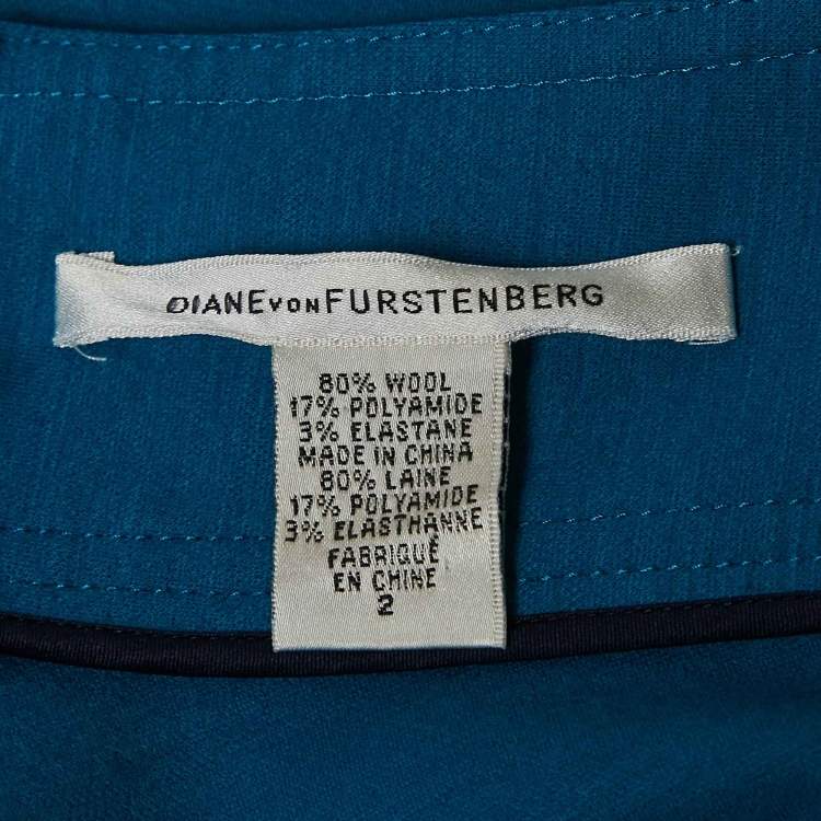 Pre Owned Diane Von Furstenberg Blue Jersey Martey Pencil Skirt S