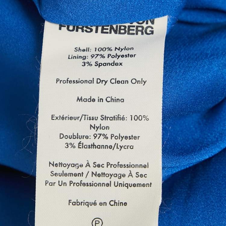 Pre Owned Diane Von Furstenberg Blue Floral Lace Mini Dress M