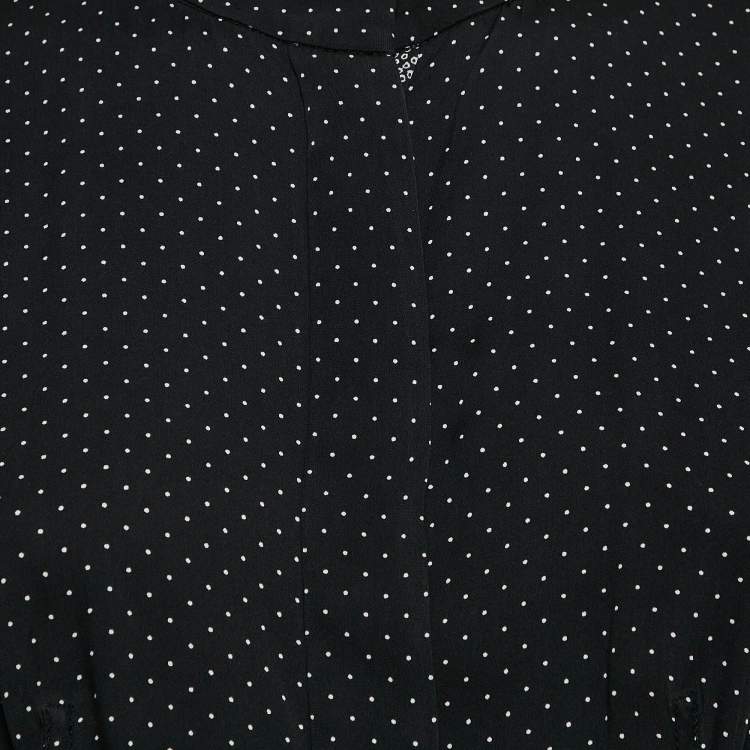 Pre Owned Diane Von Furstenberg Black Printed Silk Button Front Midi Dress S