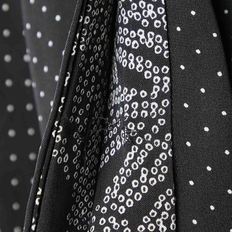 Pre Owned Diane Von Furstenberg Black Printed Silk Button Front Midi Dress S