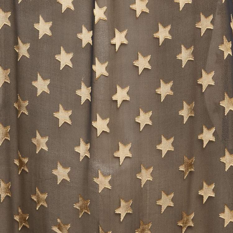 Pre Owned Diane Von Furstenberg Black Star Jacquard Silk Blouse S