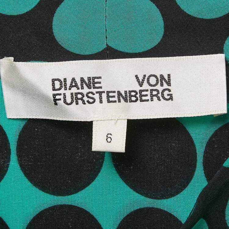 Pre Owned Diane Von Furstenberg Green Dots Print Silk Shirt M