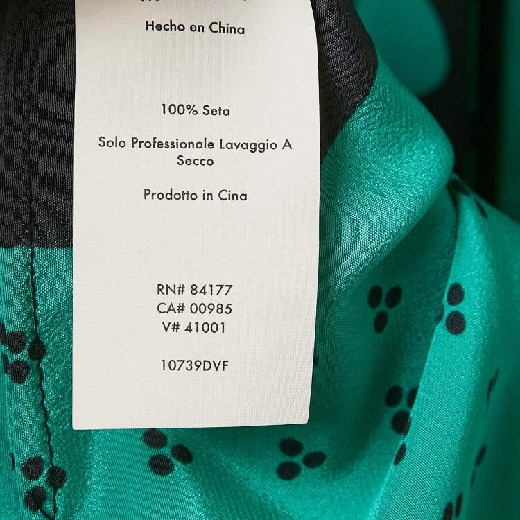 Pre Owned Diane Von Furstenberg Green Dots Print Silk Shirt M