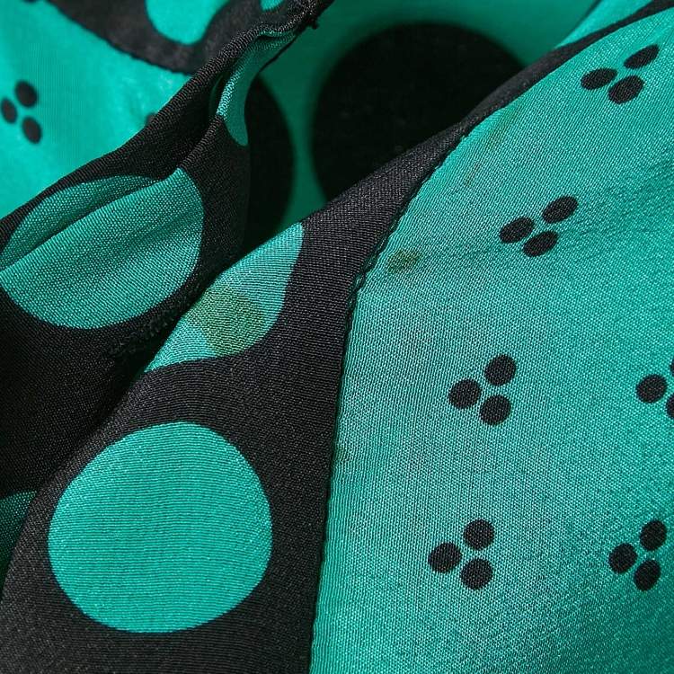 Pre Owned Diane Von Furstenberg Green Dots Print Silk Shirt M