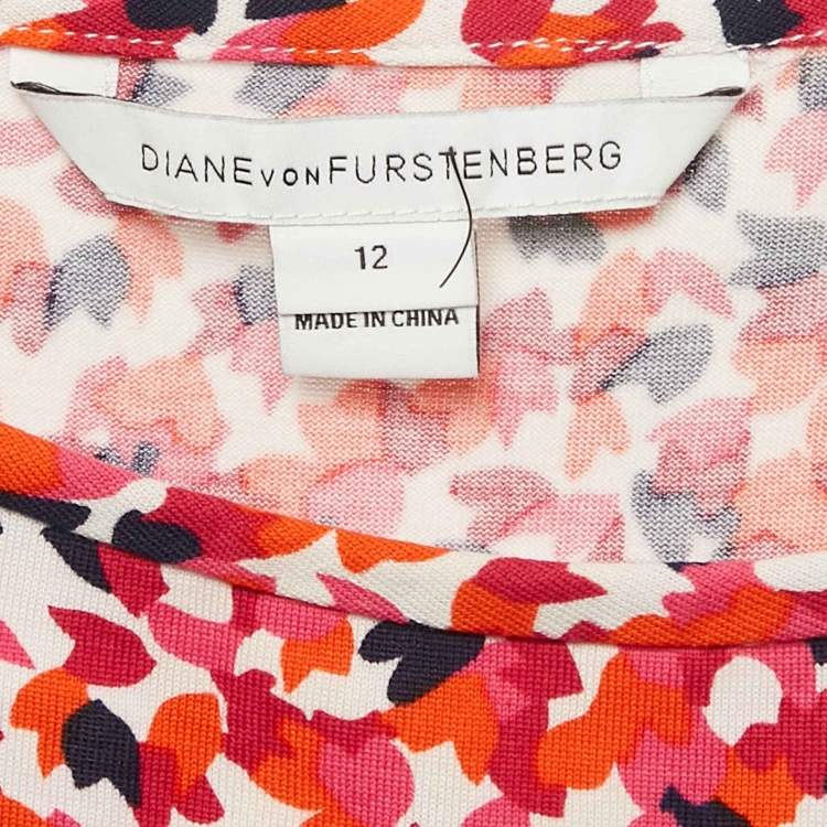 Pre Owned Diane Von Furstenberg Multicolor Printed Jersey Mini Della Dress L
