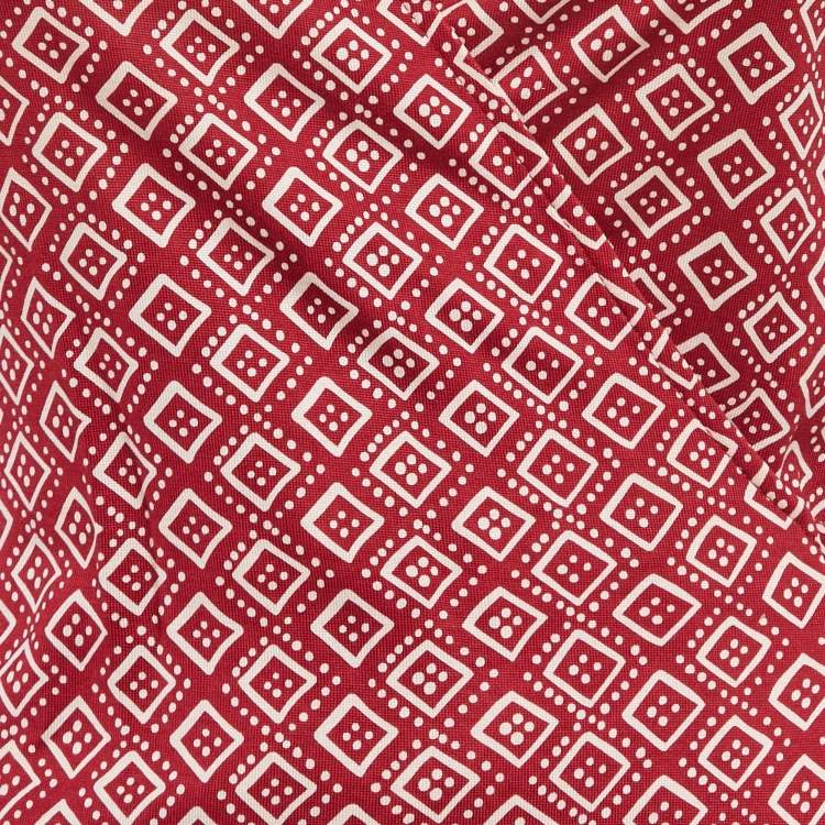 Pre Owned Diane Von Furstenberg Red Printed Silk Jersey Jilda Wrap Dress M