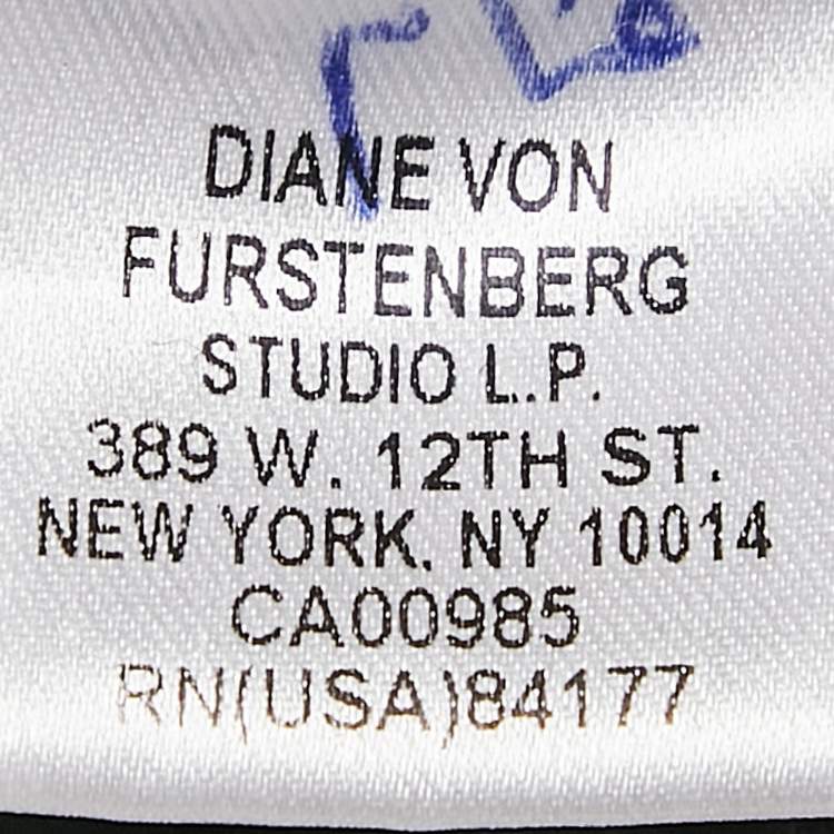 Pre Owned Diane Von Furstenberg Black Wool Knit Wrap Dress S