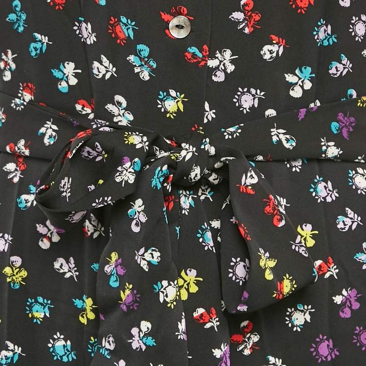 Pre Owned Diane Von Furstenberg Floral Print Silk Caterina Jumpsuit M