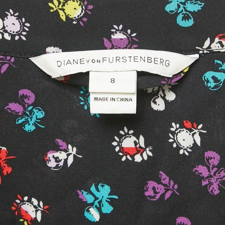 Pre Owned Diane Von Furstenberg Floral Print Silk Caterina Jumpsuit M